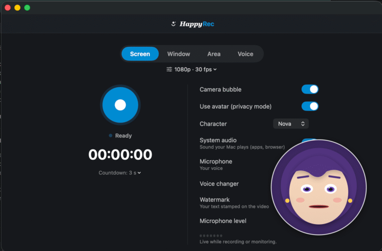 The avatar bubble instead of the camera