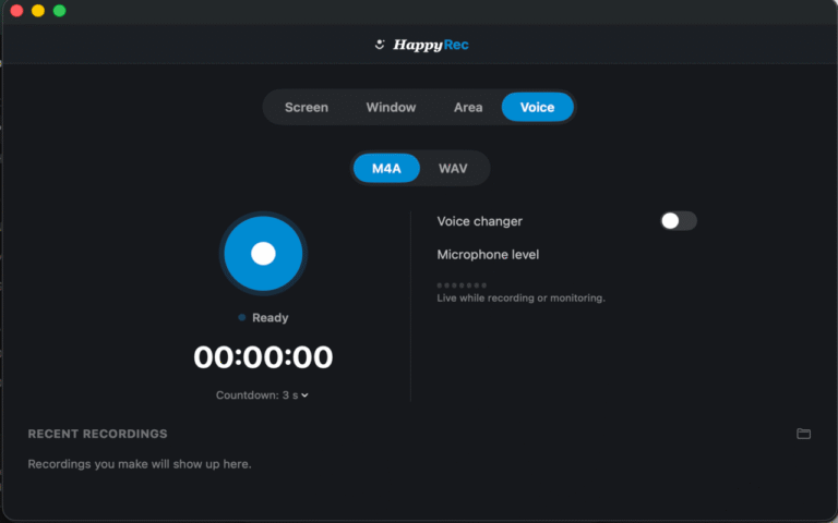 Voice mode set to M4A