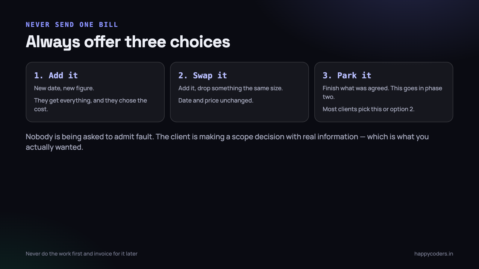 Never one bill. Always three choices.
