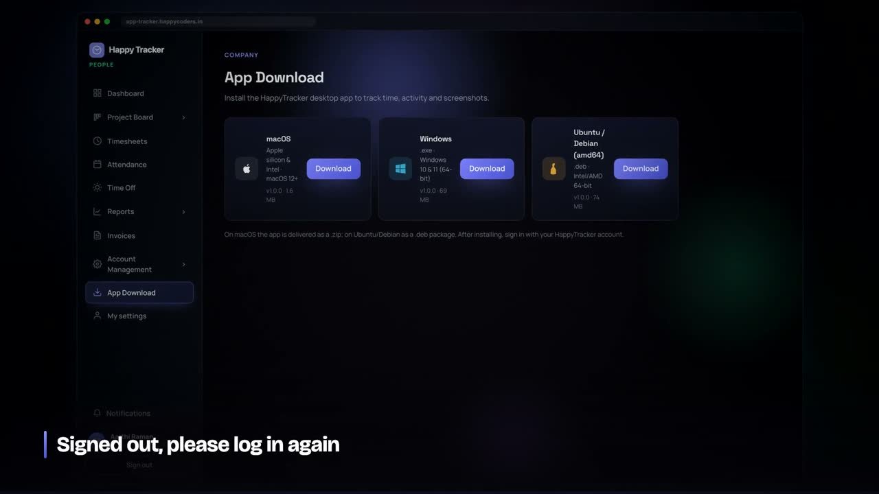Happy Tracker desktop app download for Mac, Windows and Ubuntu