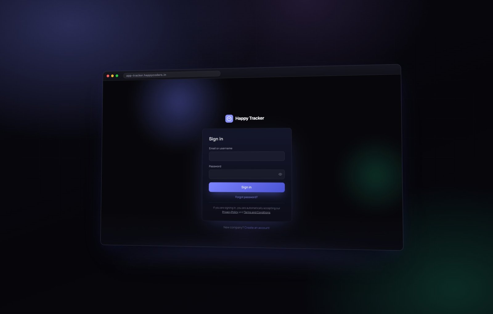The same credentials as the web app — no separate account.