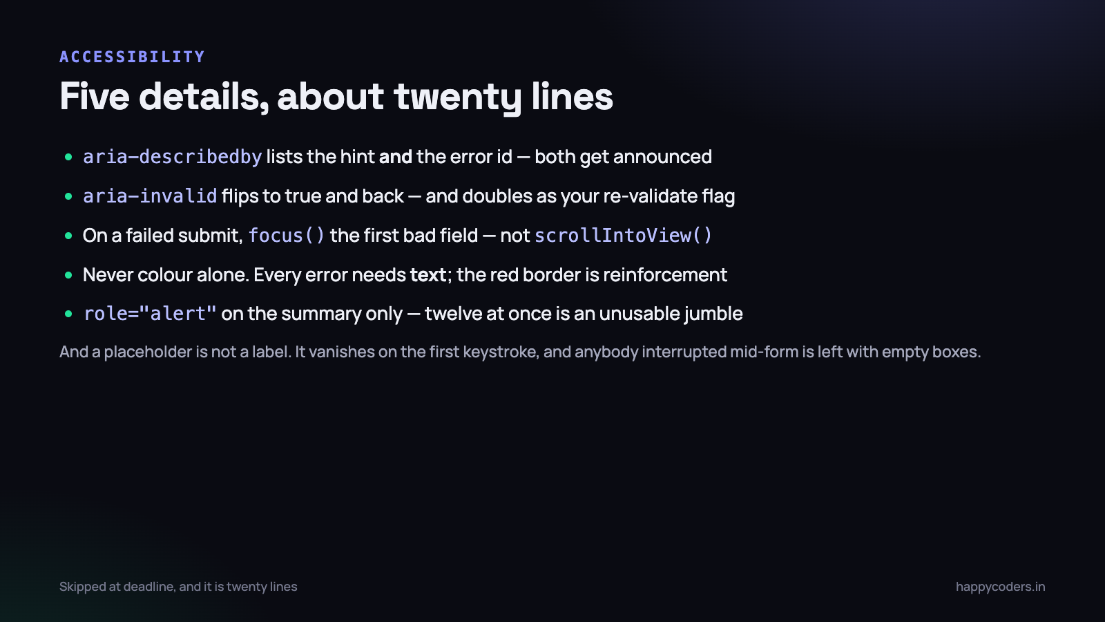 Four accessibility details, and what each one changes for a real user.