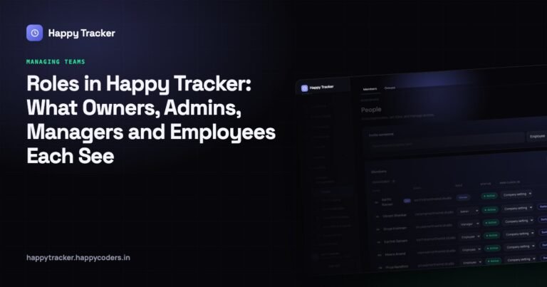 Roles in Happy Tracker: What Owners, Admins, Managers and Employees Each See