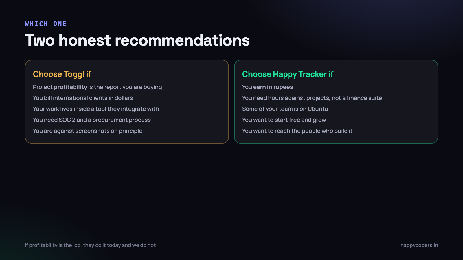 Two honest recommendations, depending on which you are.