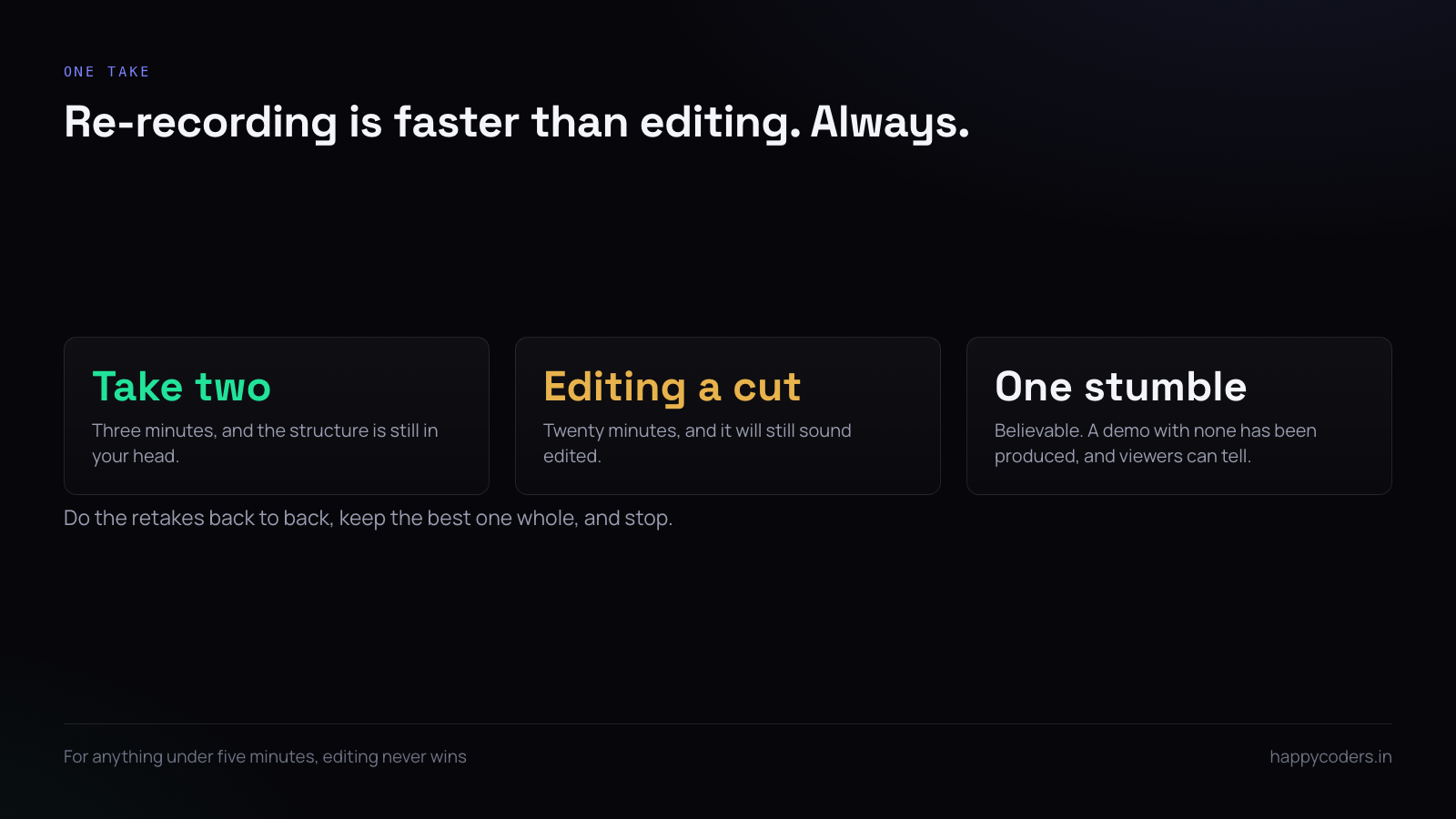 Why re-recording a short demo is faster than editing it