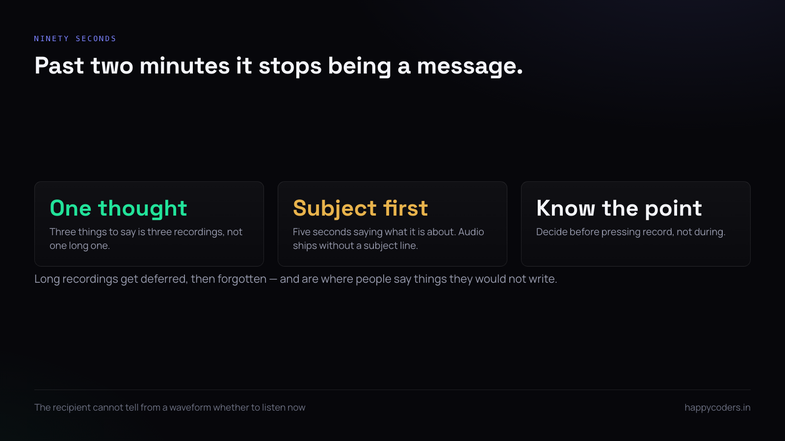 Three rules for recording a useful voice note